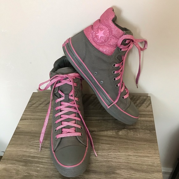 pink glitter converse high tops